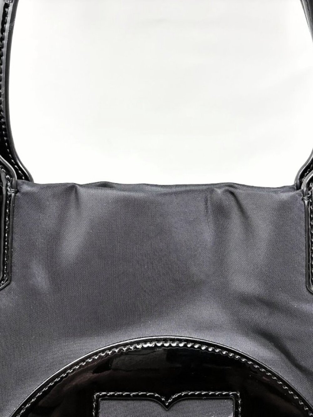 Tory Burch Ella Tote Bag - Black Nylon with Patent Leather Trim - Large - Picture 4 of 16